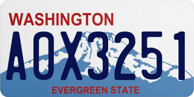 WA license plate AOX3251