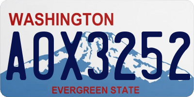 WA license plate AOX3252