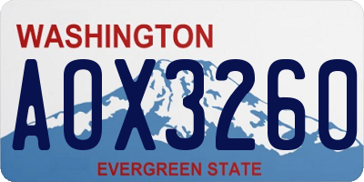 WA license plate AOX3260