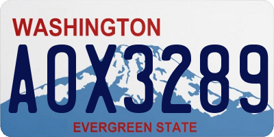 WA license plate AOX3289