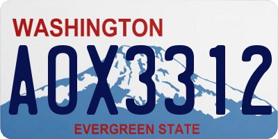 WA license plate AOX3312