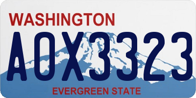 WA license plate AOX3323