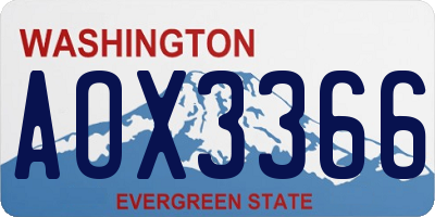 WA license plate AOX3366