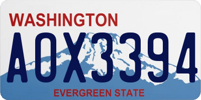 WA license plate AOX3394
