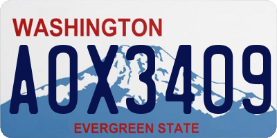 WA license plate AOX3409