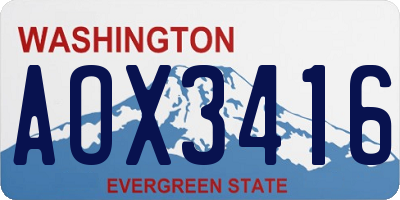 WA license plate AOX3416