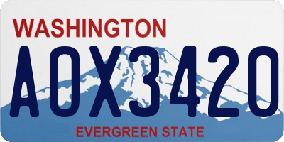 WA license plate AOX3420