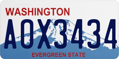WA license plate AOX3434