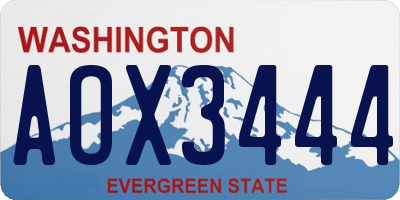 WA license plate AOX3444