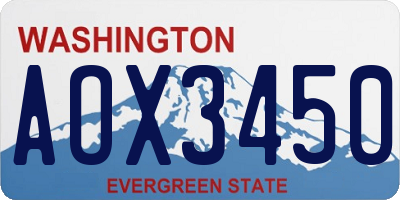 WA license plate AOX3450