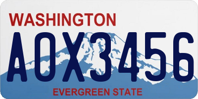 WA license plate AOX3456