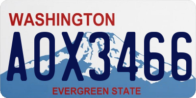 WA license plate AOX3466
