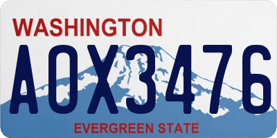 WA license plate AOX3476