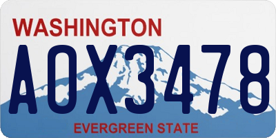WA license plate AOX3478