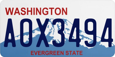 WA license plate AOX3494