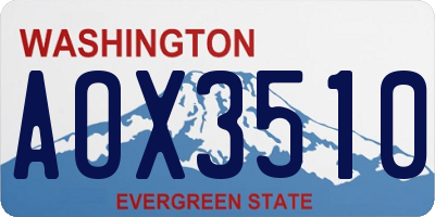WA license plate AOX3510