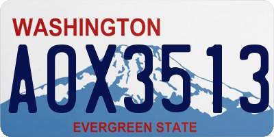 WA license plate AOX3513