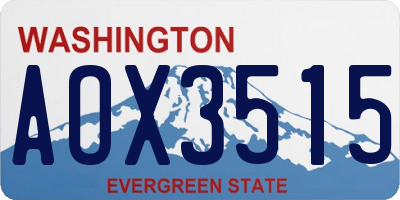 WA license plate AOX3515
