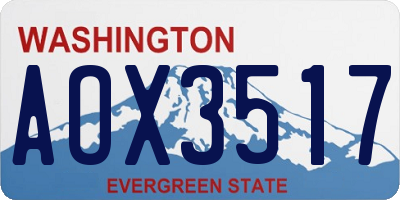 WA license plate AOX3517