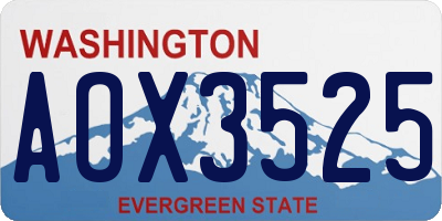 WA license plate AOX3525
