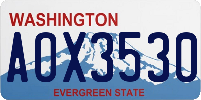 WA license plate AOX3530
