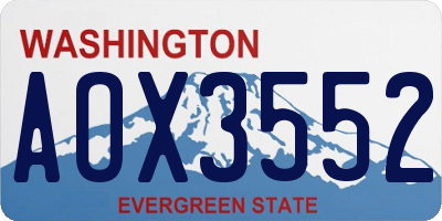 WA license plate AOX3552