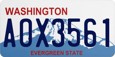 WA license plate AOX3561