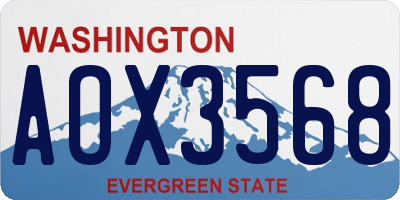 WA license plate AOX3568