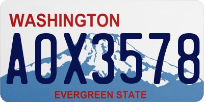 WA license plate AOX3578