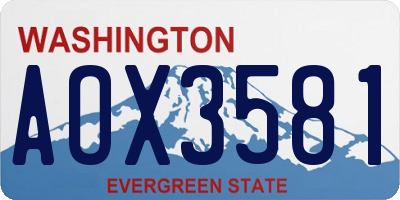 WA license plate AOX3581