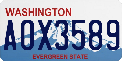 WA license plate AOX3589