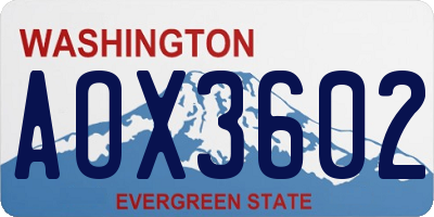 WA license plate AOX3602