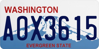 WA license plate AOX3615