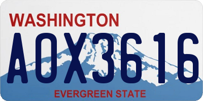 WA license plate AOX3616