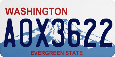 WA license plate AOX3622