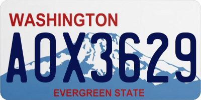 WA license plate AOX3629