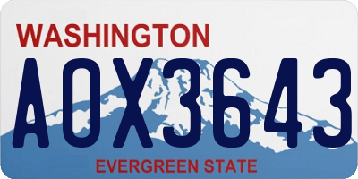 WA license plate AOX3643