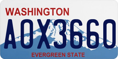 WA license plate AOX3660
