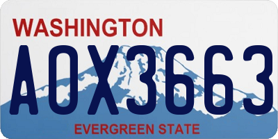 WA license plate AOX3663