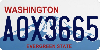 WA license plate AOX3665