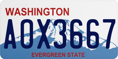 WA license plate AOX3667