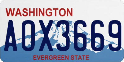 WA license plate AOX3669