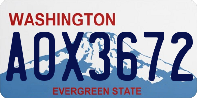 WA license plate AOX3672