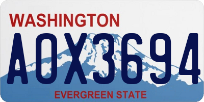 WA license plate AOX3694