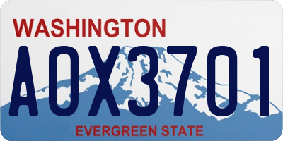WA license plate AOX3701