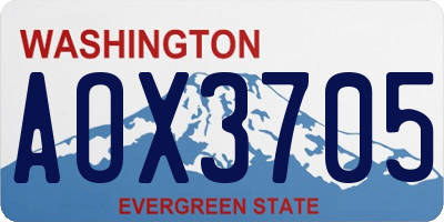 WA license plate AOX3705
