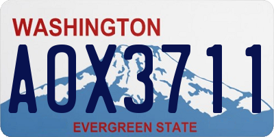 WA license plate AOX3711