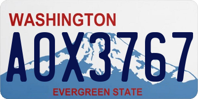 WA license plate AOX3767