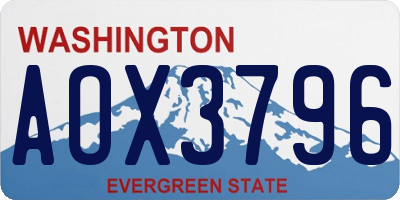 WA license plate AOX3796