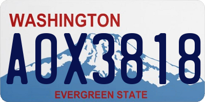 WA license plate AOX3818